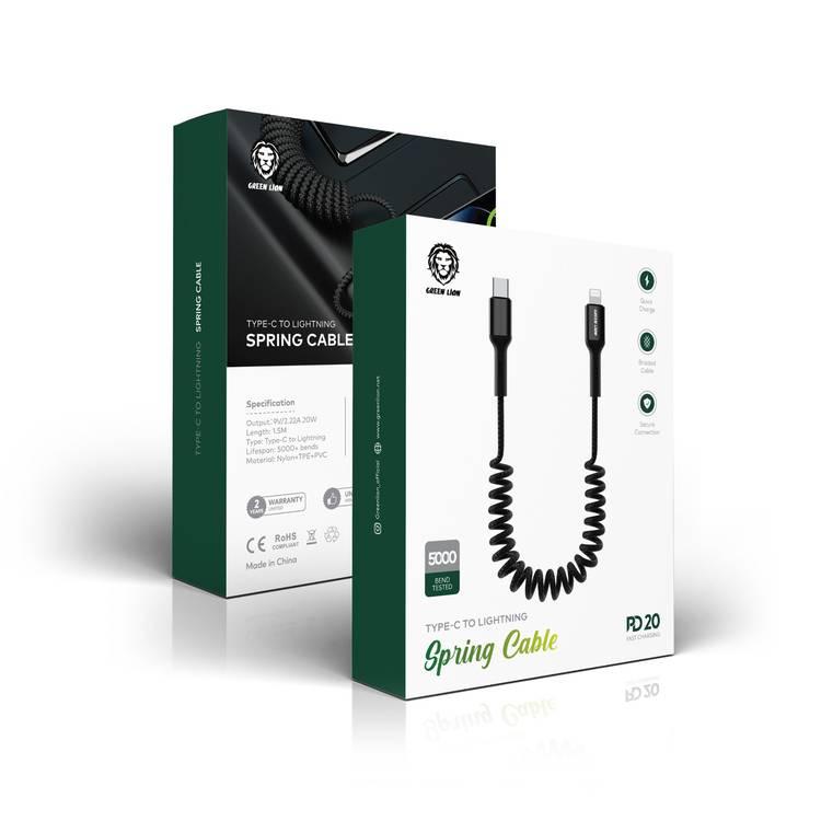 Green Lion Spring Cable Type C To Lightning M Pd W Black Jomla Ae