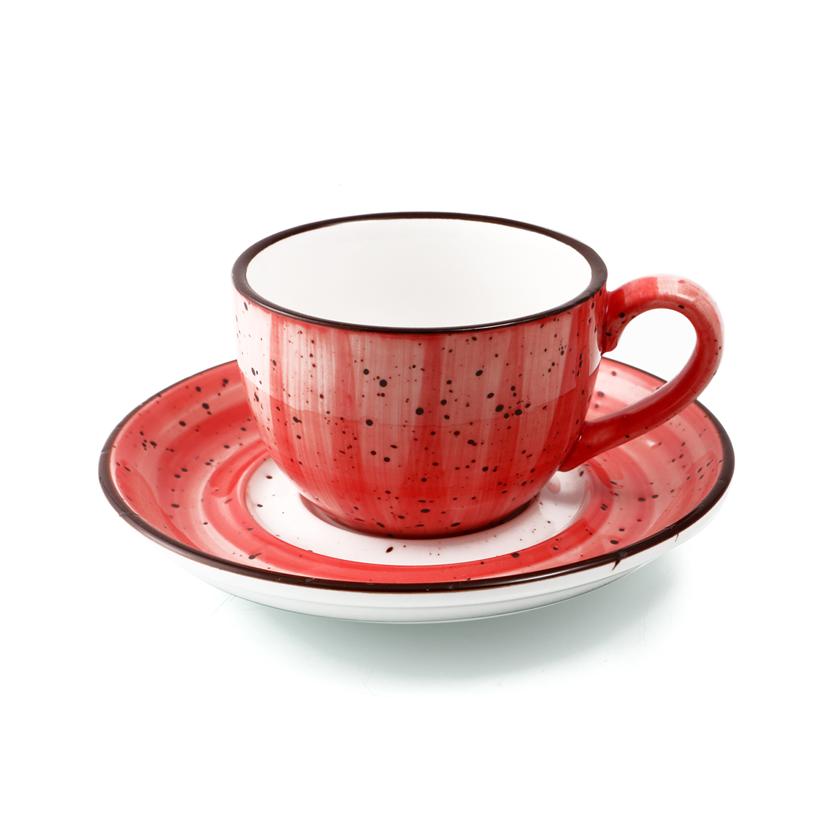 Porceletta Red Color Glazed Porcelain Coffee Cup Saucer Ml Jomla Ae