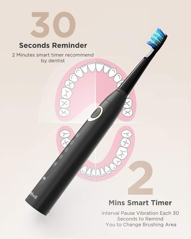 فرشاة اسنان كهربائية فيري ويل Fairywill Electric Toothbrush D8 Sonic Oral with 8 heads Case - SW1hZ2U6OTQ2MTY1
