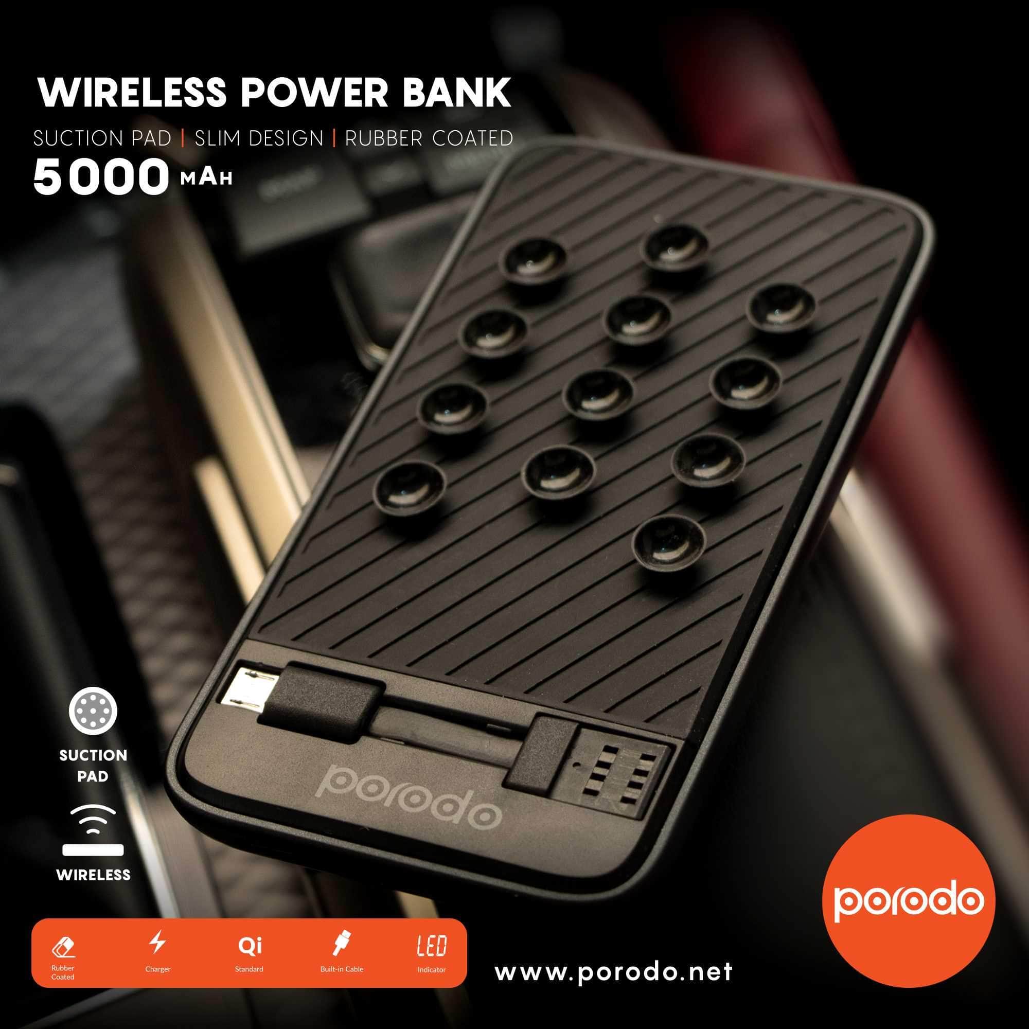 Order Porodo Wireless Power Bank 5000mah Black Now!
