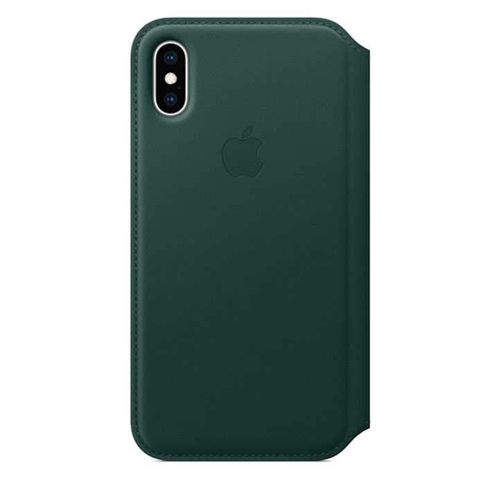apple iphone xs leather folio forest green Jomla.ae