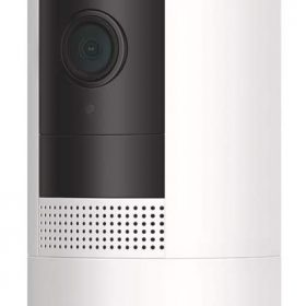 كاميرا Ring Stick Up Cam Battery لمراقبة داخل وخارج المنزل - أبيض