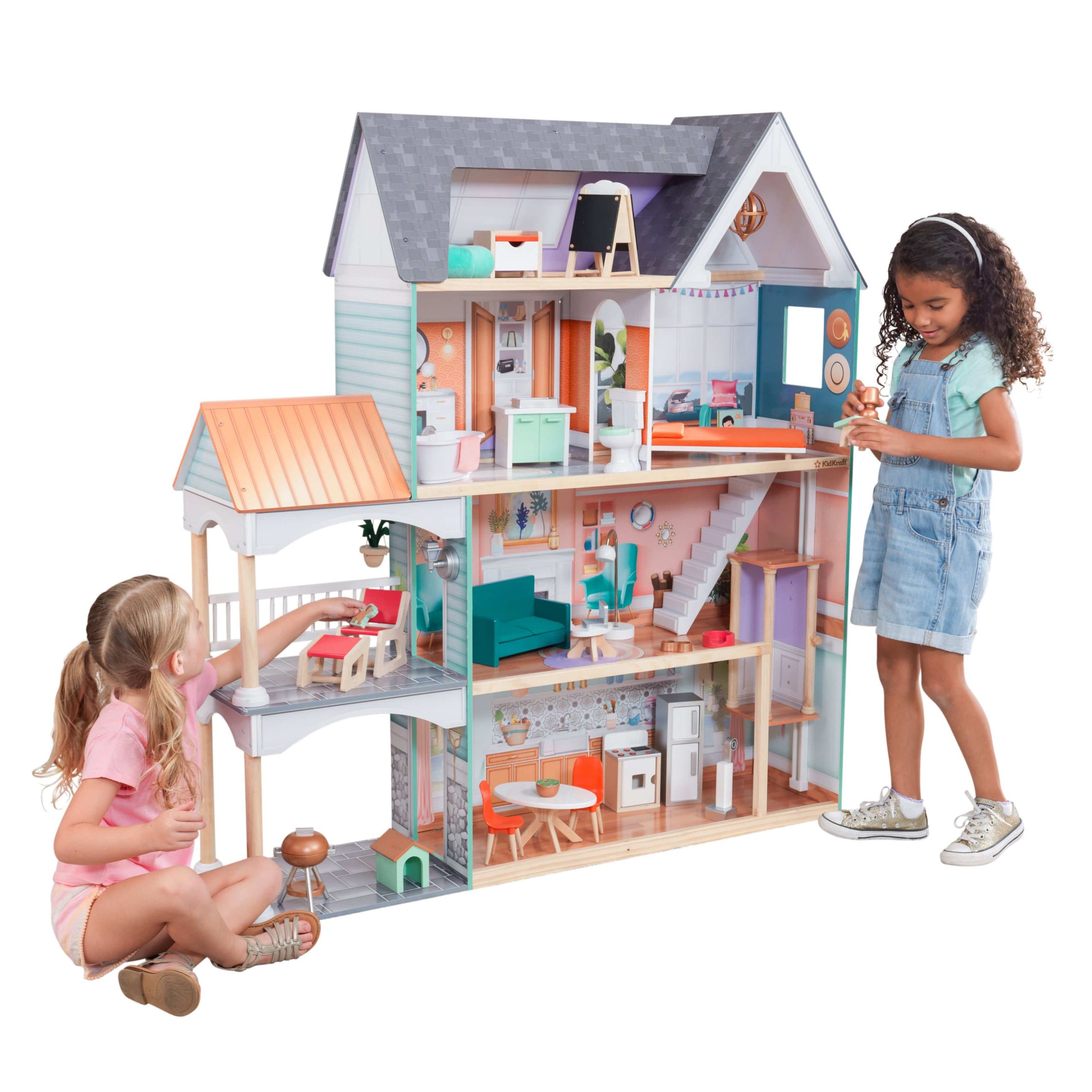 KidKraft dahlia mansion dollhouse with ez kraft assembly™ Jomla.ae
