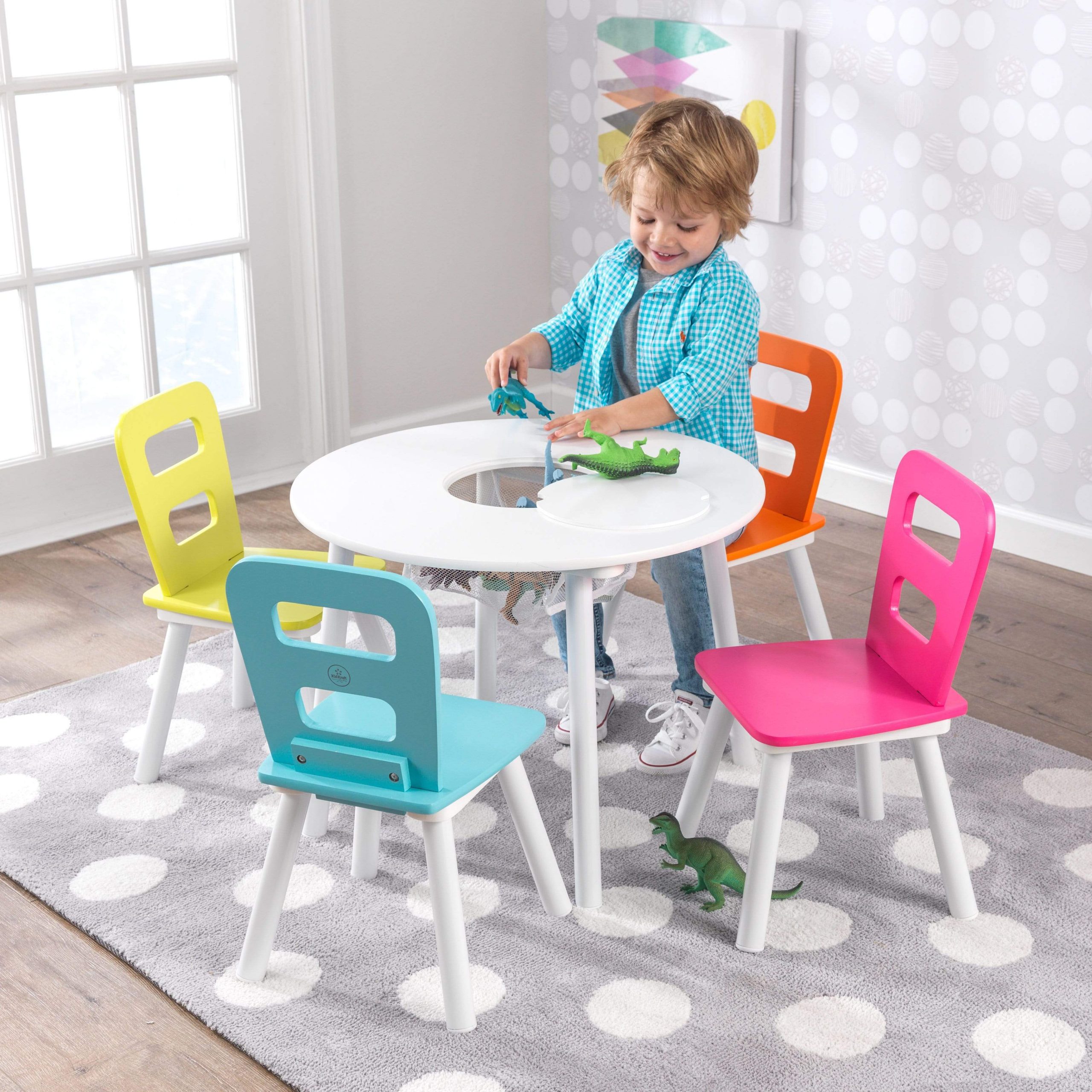 Kidkraft round storage 2025 table and chair set