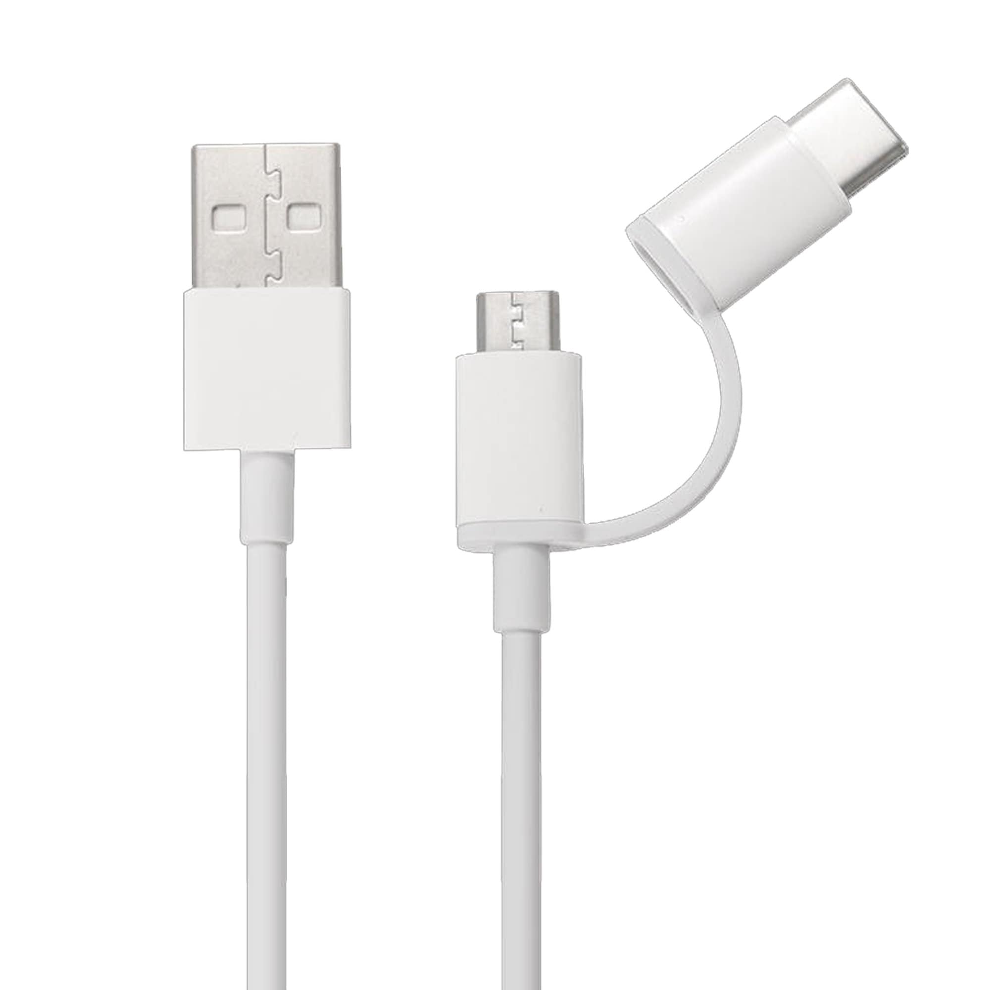 Cable Xiaomi Mi USB vers Micro USB + Type C 30cm (Blanc) à prix bas