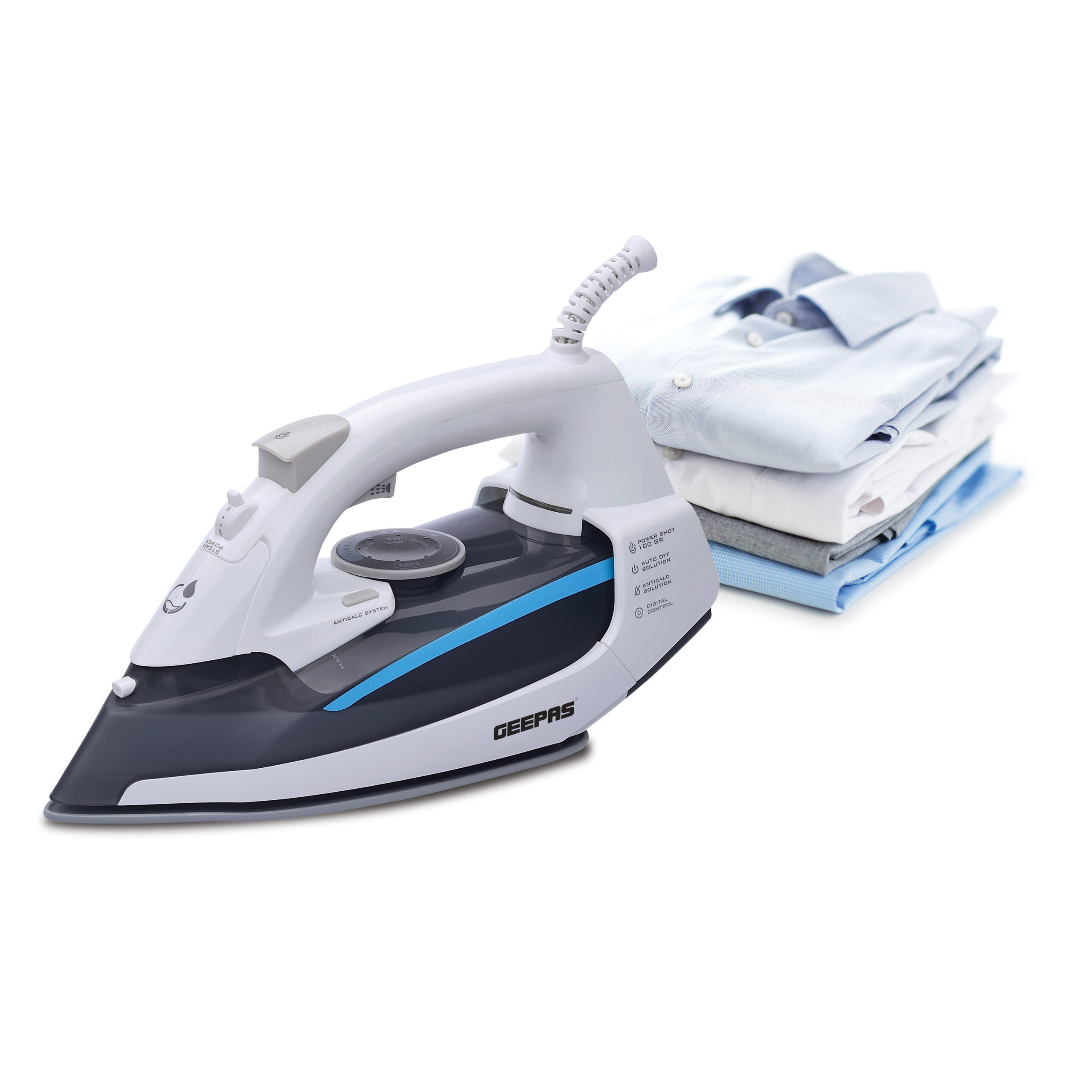 Geepas GSI7787 2400W Steam Iron for Crisp Ironed Clothes Ceramic Sole
