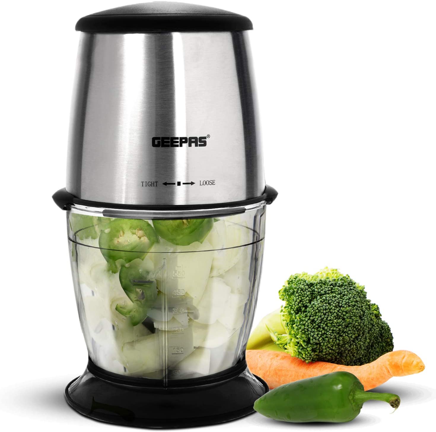 Geepas GMC42013UK_2 300W Mini Food Processor Stainless Steel 4 Bi