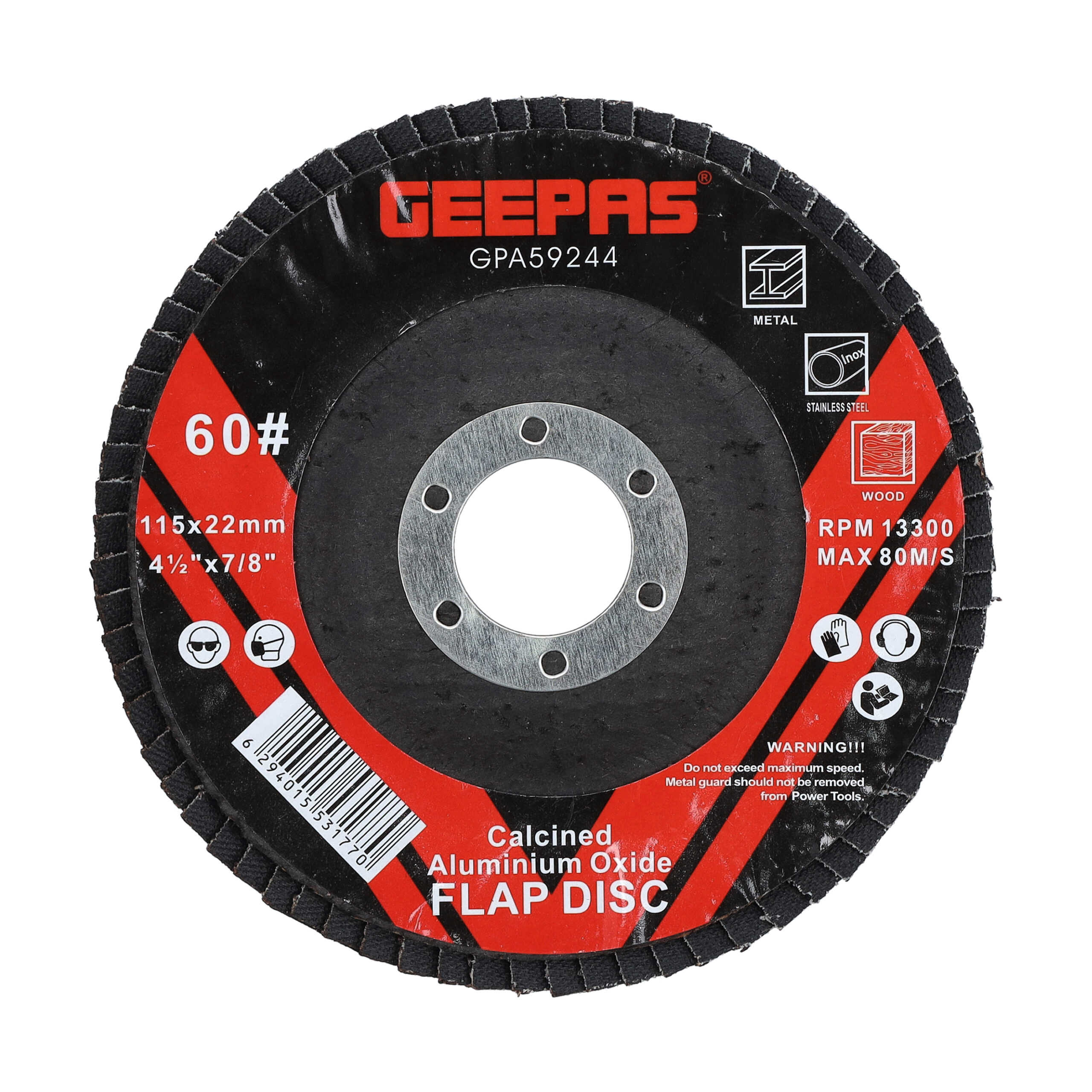 Geepas Flap Disc 115mm Perfect for All 4.5" Angle Grinders 22.2mm