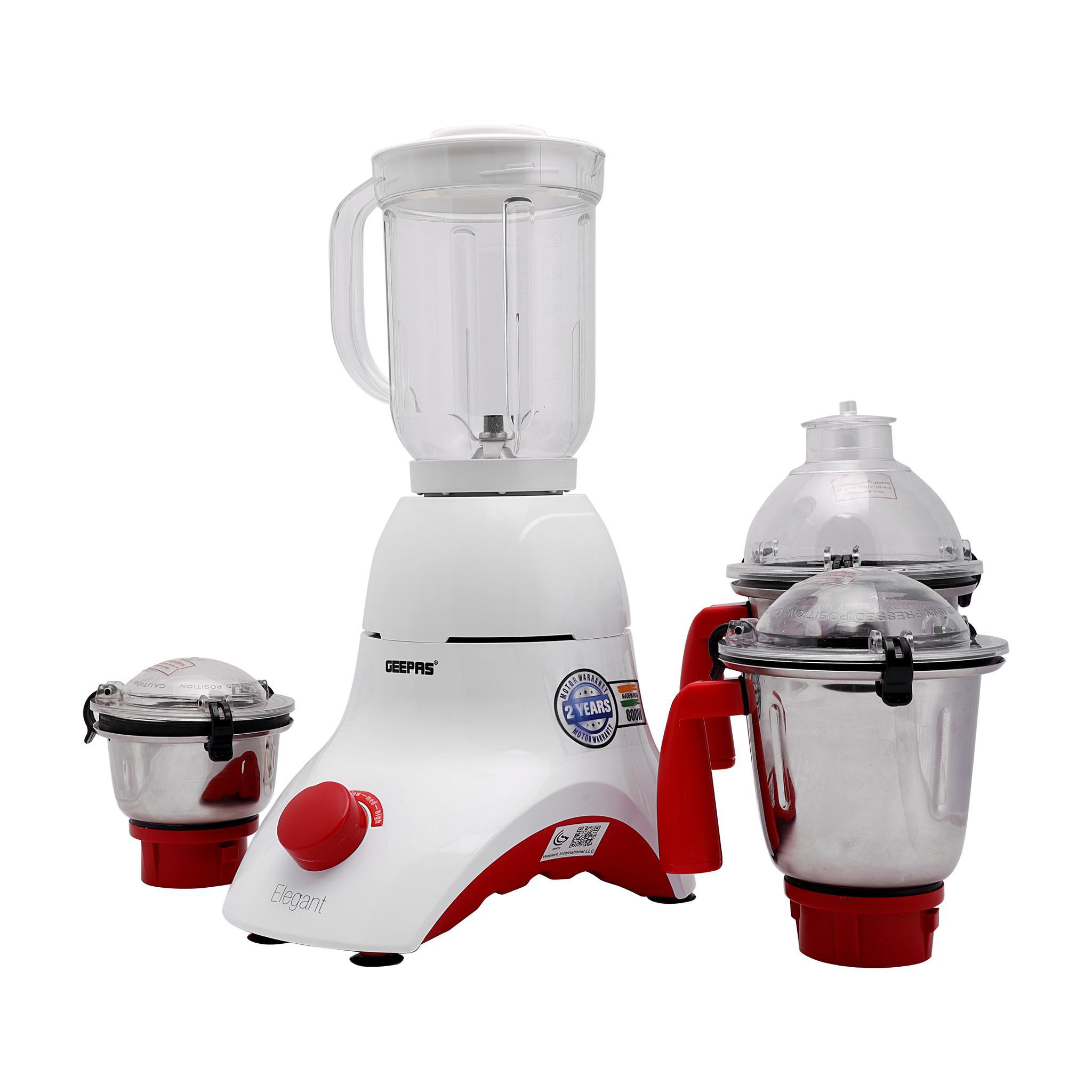 Geepas 800W 4 in 1 Mixer Blender Stainless Steel Blades & Jars, 3 Speed Control Harmonic