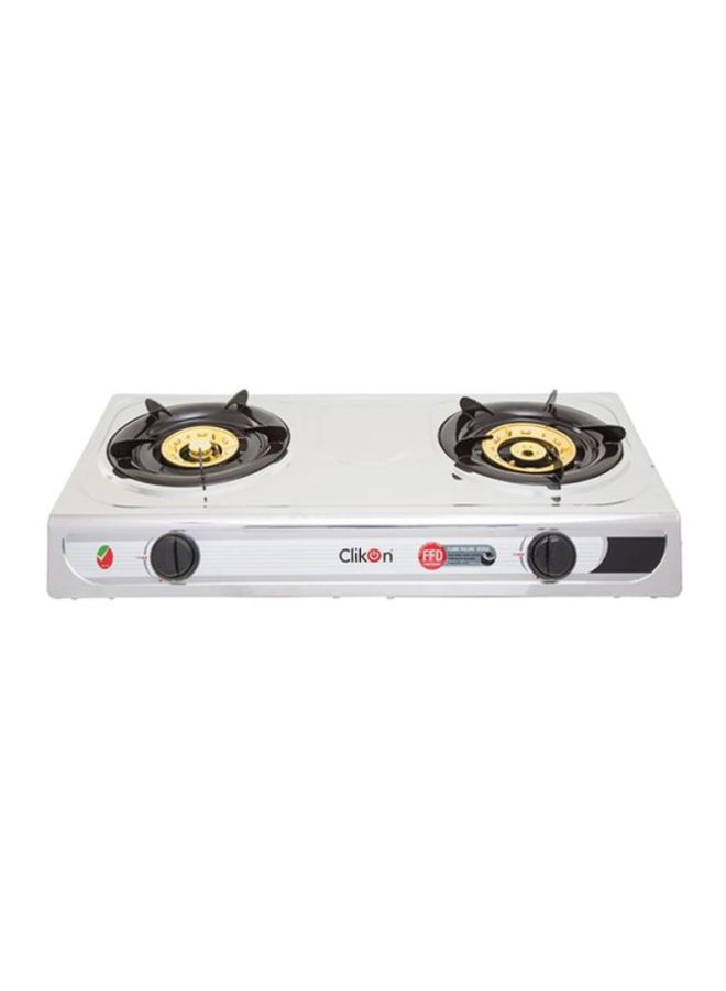 ClikOn Double Burner Gas Stove CK2141 SD Silver Jomla.ae