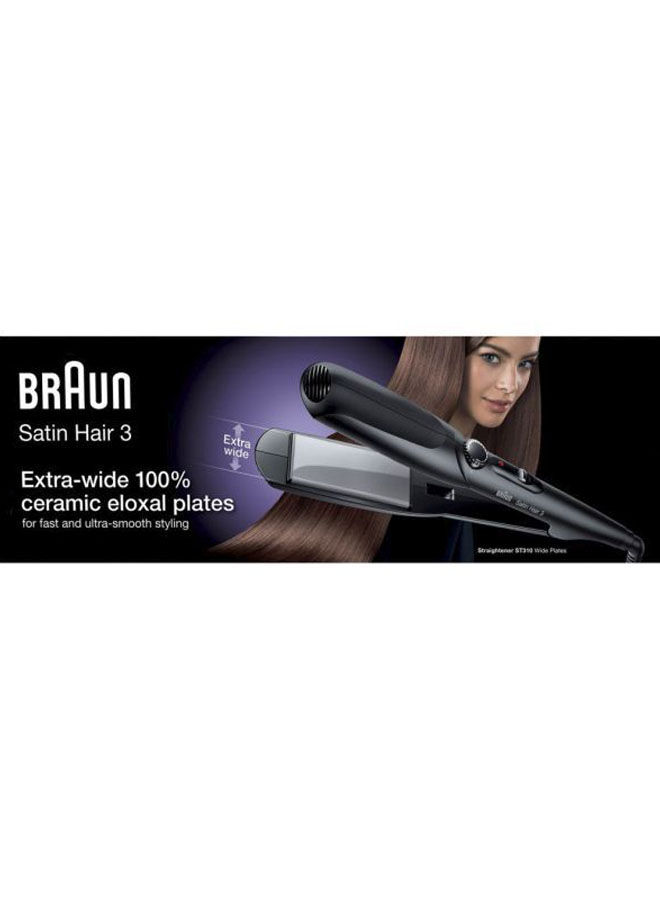 BRAUN Satin Hair Straightener With Wide Plates Black White Jomla.ae