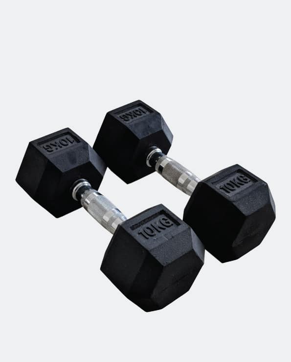 اطلب دامبل بوزن 10×2كغ Rubber Coated Fixed Hex Dumbbell Harley Fitness Jomla Ae