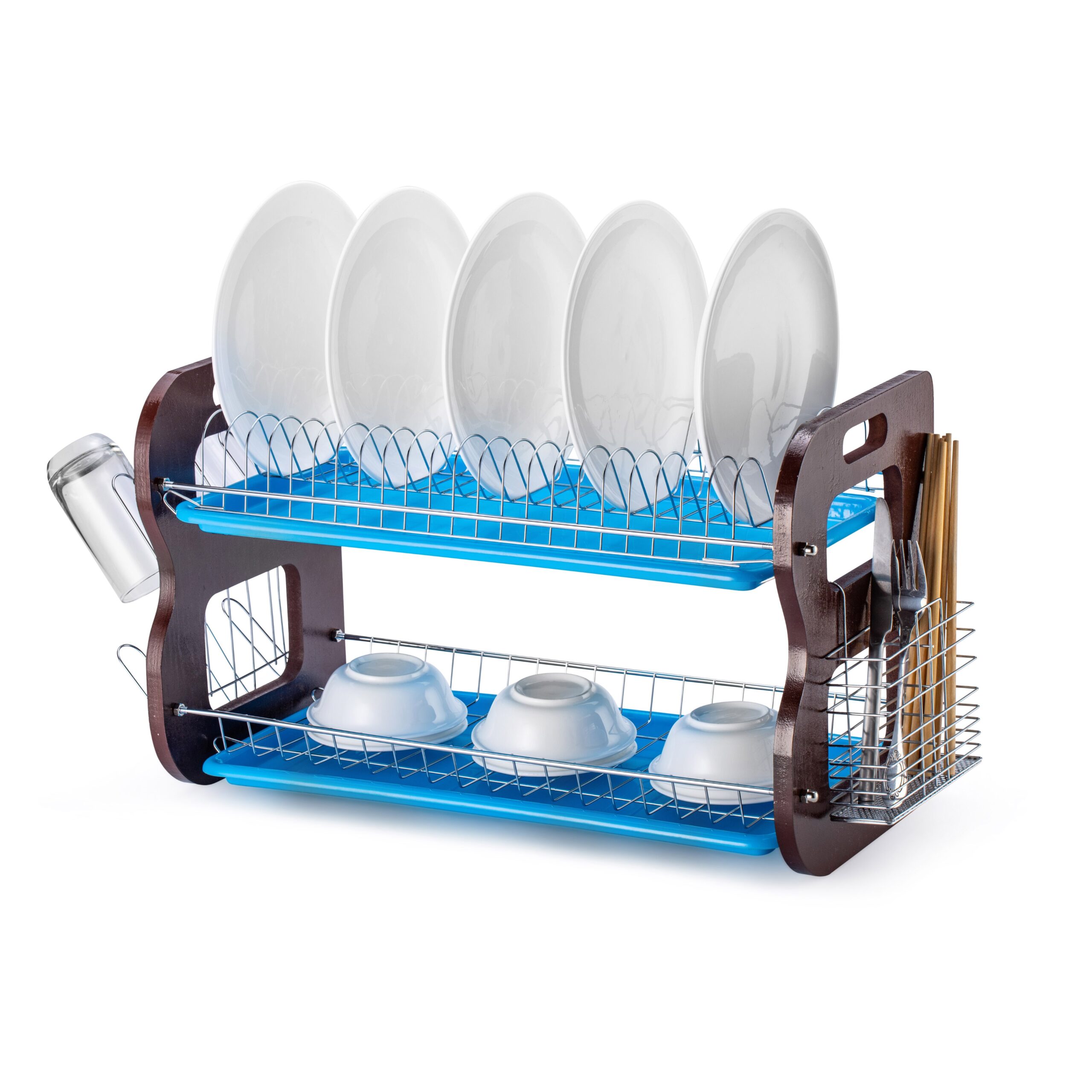 اطلب لوح تجفيف متعدد الأغراض Royalford Kitchen 2 Tier Stainless Steel Dish Drainer Rack 4986