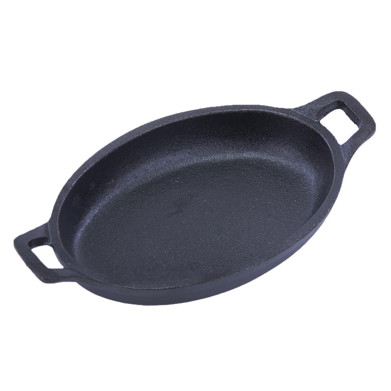 Royalford 18 Cm Cast Iron Oval Dish NonStick Pan For Gas, Induction, Ceramic & Electric Hobs