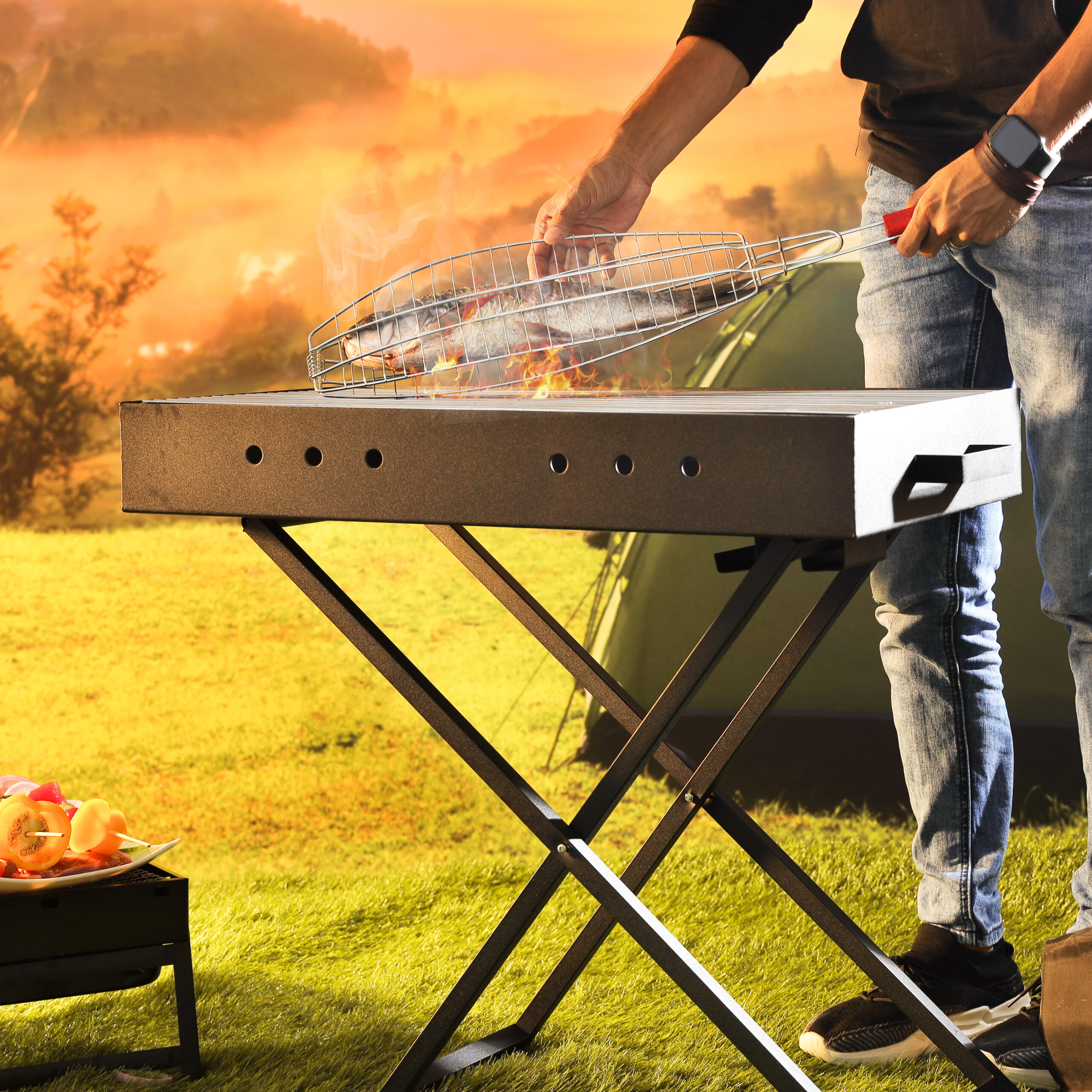 Outdoor charcoal 2024 barbecue grill