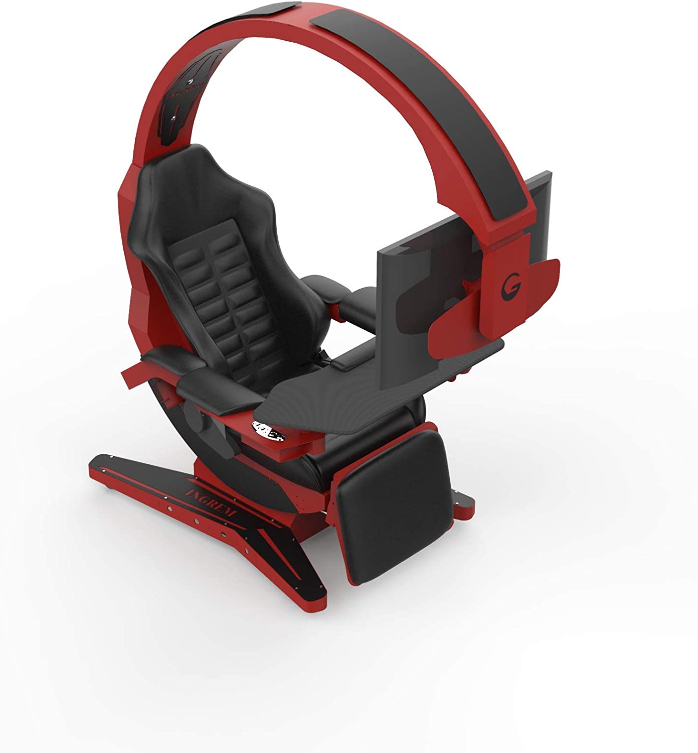 Fly YUTING Gaming Chair, Ergonomic Computer Cockpit Chair with Led Lights,  Comfortable Racing Simulator Cockpit Game Chair with Hanging 3 Screens,Red  in Dubai - UAE