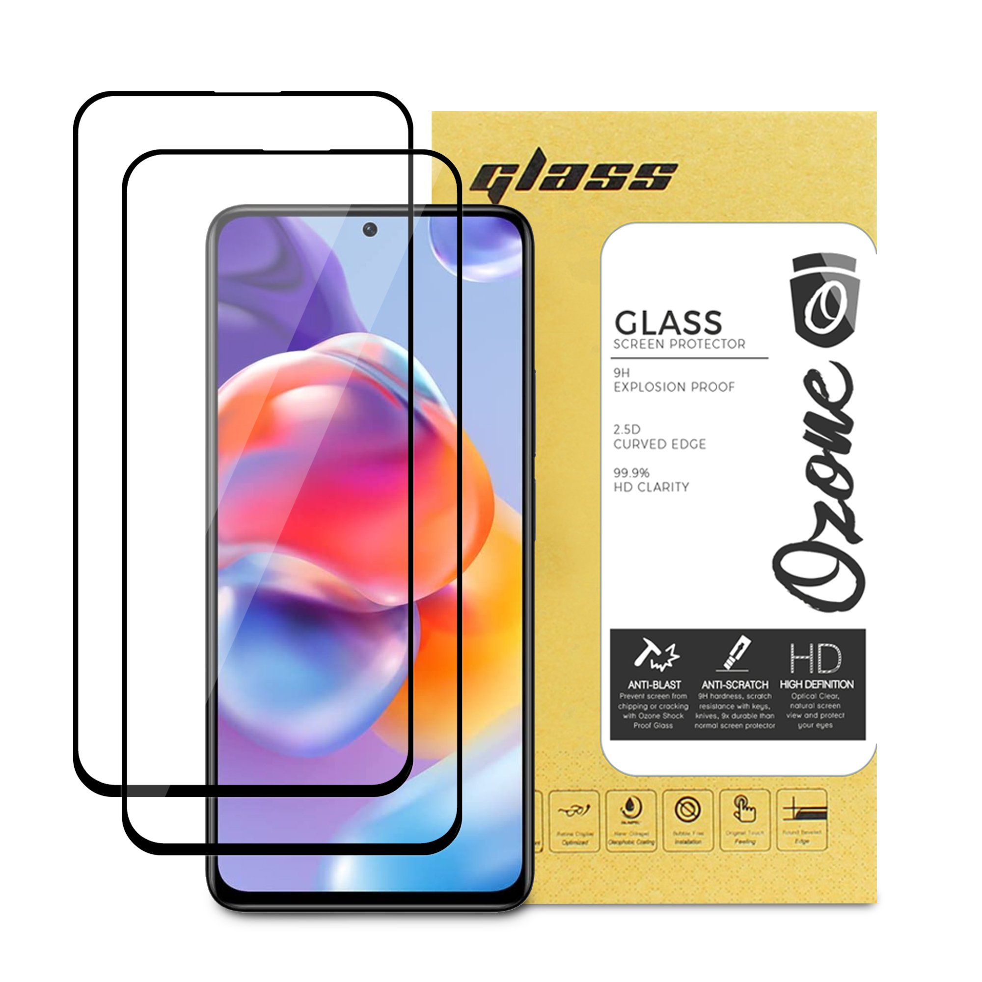 2 Pack Compatible with Xiaomi Redmi Watch 3 Screen Protector,Full Coverage  9H Tempered Glass Film,HD Clear Scratch Resistant,Bubble-Free for Redmi
