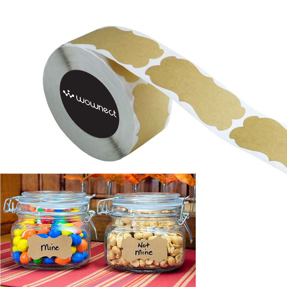 Wownect Brown Kraft Paper Labels Stickers Unique [2.3x1.5 Inch][300 Pcs