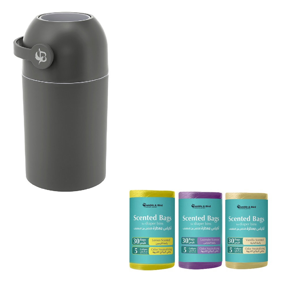 Bumble & Bird Odourless Diaper Pail + Scented Bag for Diaper Pail