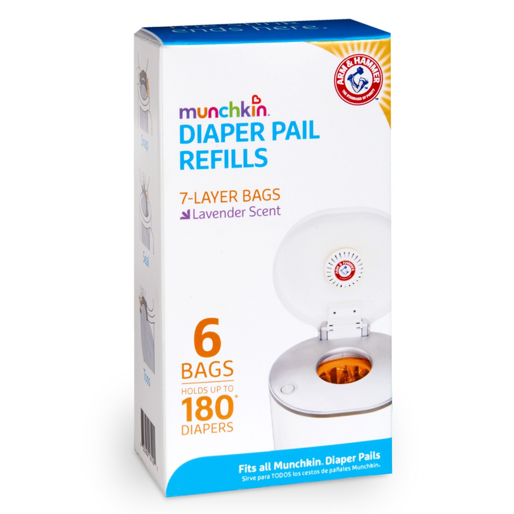 اطلب اكياس قمامة لسلة فوط الاطفال 6 اكياس منشكين Munchkin Arm & Hammer