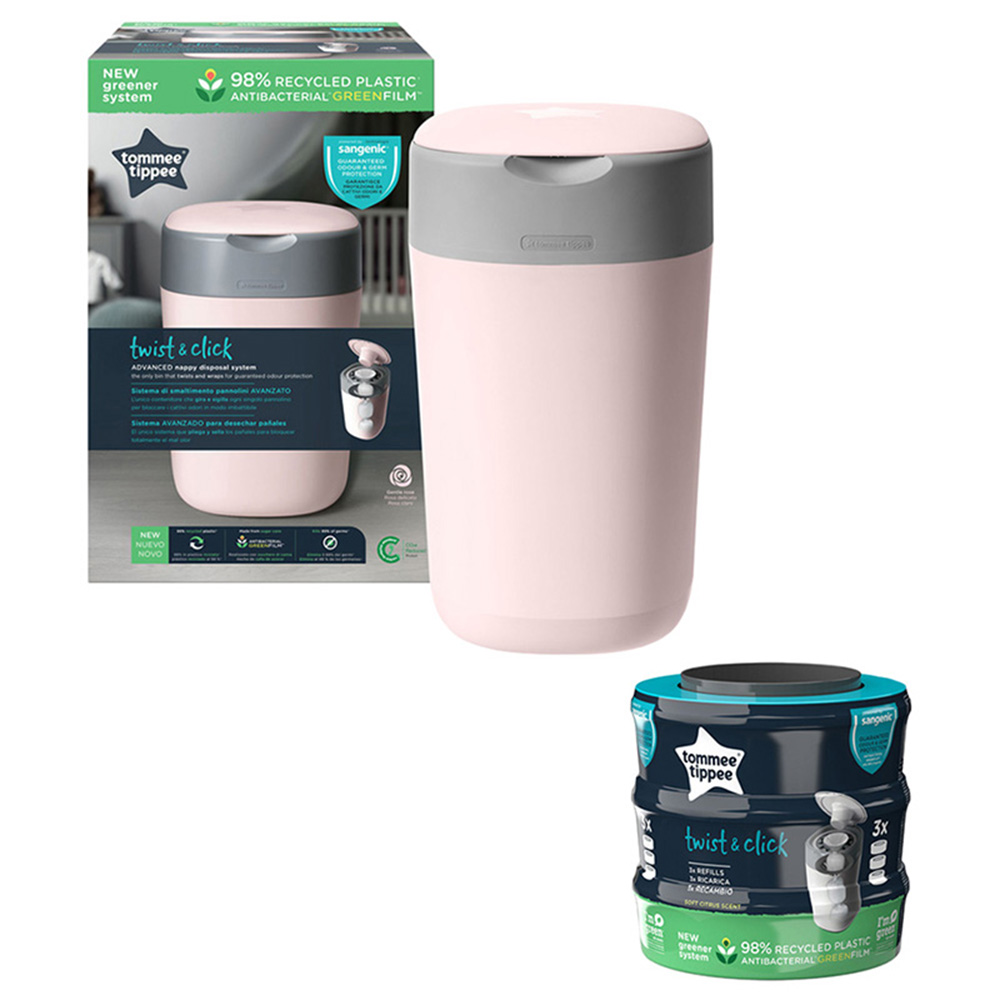 Tommee Tippee Twist & Click Nappy Disposal Sangenic Bin Pink