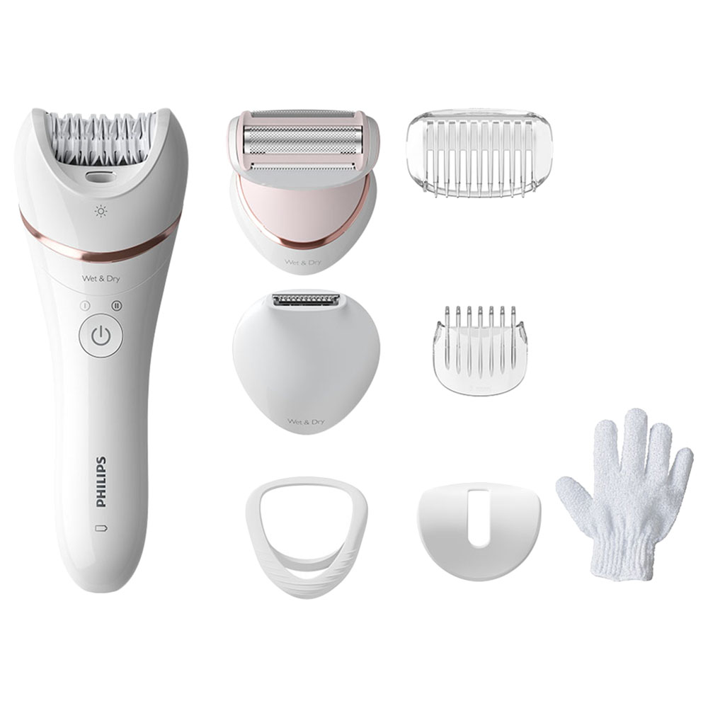 اطلب ماكينة حلاقة نسائية فيليبس 9 رؤوس Philips Epilator series 8000 wet