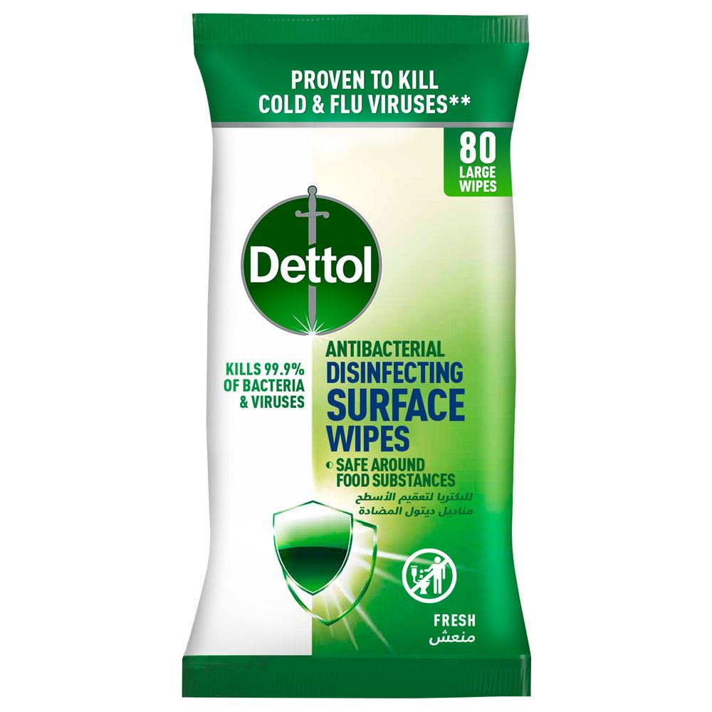 Dettol Fresh Disinfecting Surface Large Wipes 80pcs Jomla.ae