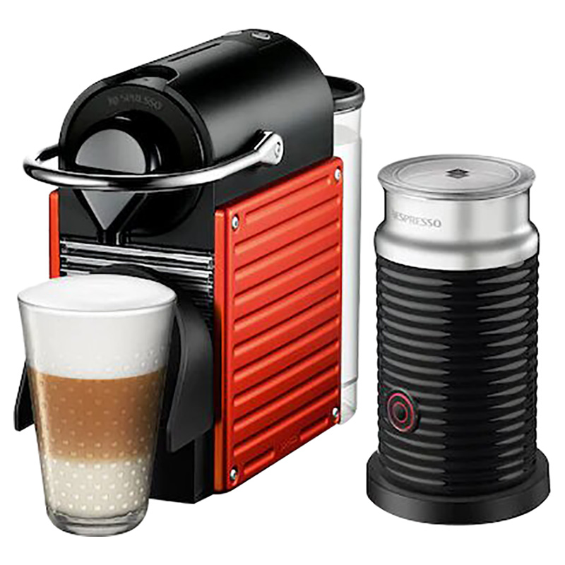 NESPRESSO - Pixie Bundle Red + Aero 3594 Bk Coffee Machine | Jomla.ae