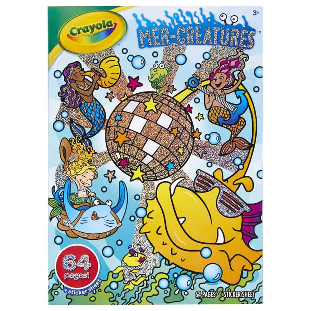 Crayola - Coloring Book & Stickers Mer-Creatures 64 Pages | Jomla.ae