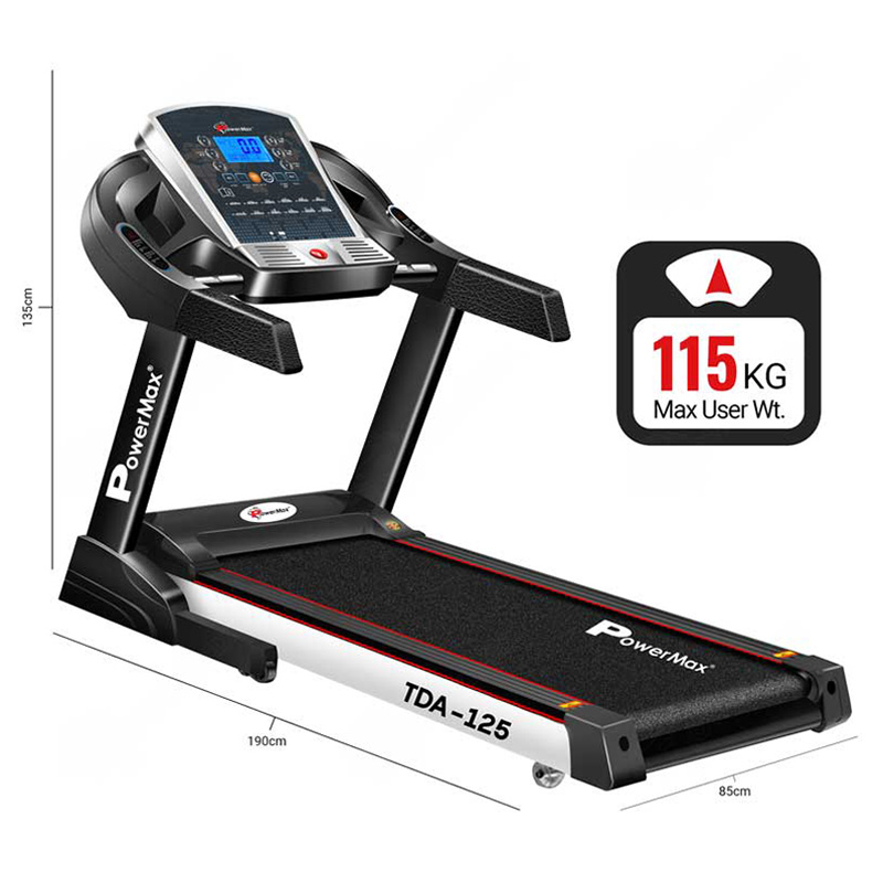 Powermax TDA 125 Motorized Treadmill Auto Incline Black Jomla.ae