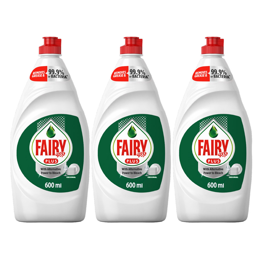 Fairy Plus Original Dishwashing Liquid Soap 3 x 600ml Jomla.ae