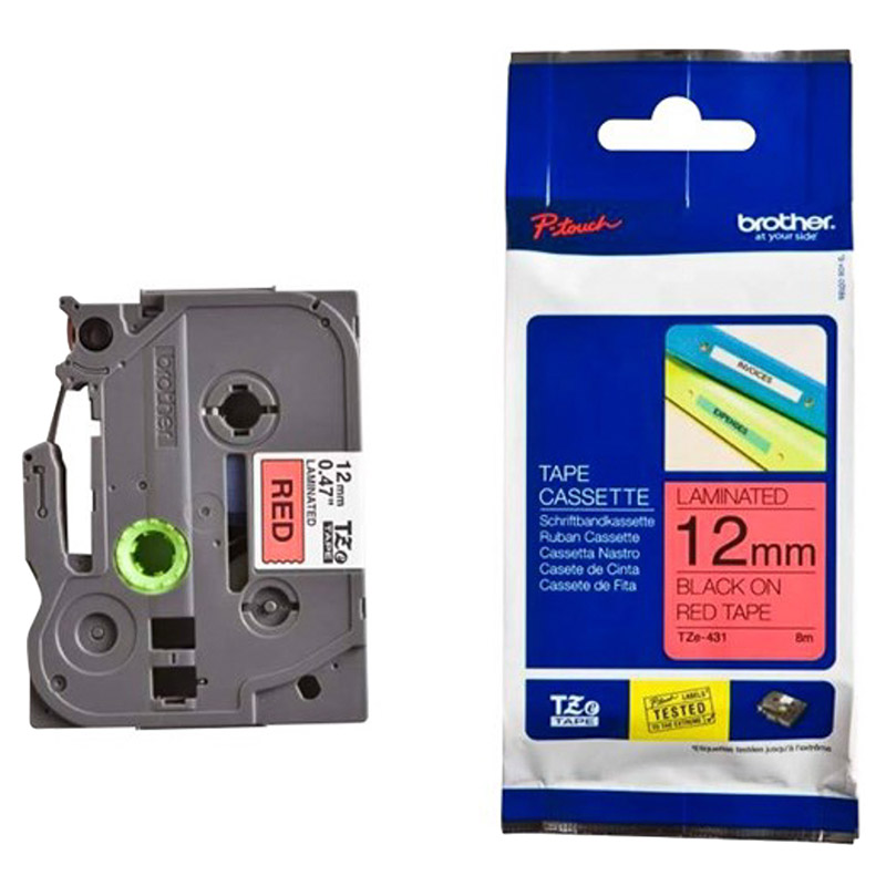 اطلب شريط طابعة ملصقات 12 مم أسود على أحمر لطابعات بروذر (PTH110 ، PTD