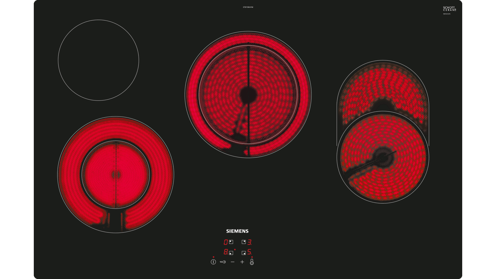 اطلب موقد كهربائي 4 شمعات 80 سم سيمنز Siemens Built In Electric Hob
