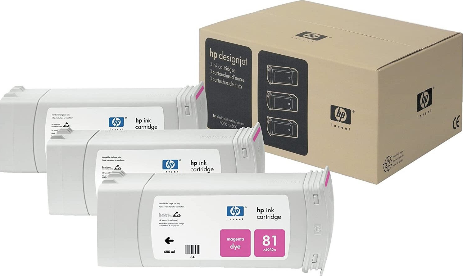 HP 81 Dye 3 Pack Magenta Ink Multi Pack Cartridge | C5068A | Jomla.ae