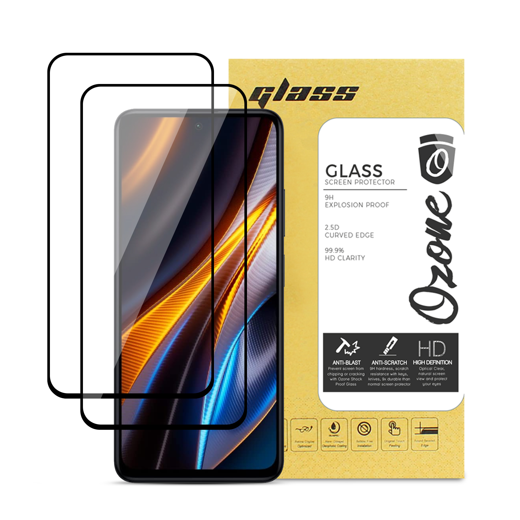 O Ozone Tempered Glass Screen Protector [2 Per Pack] Compatible for