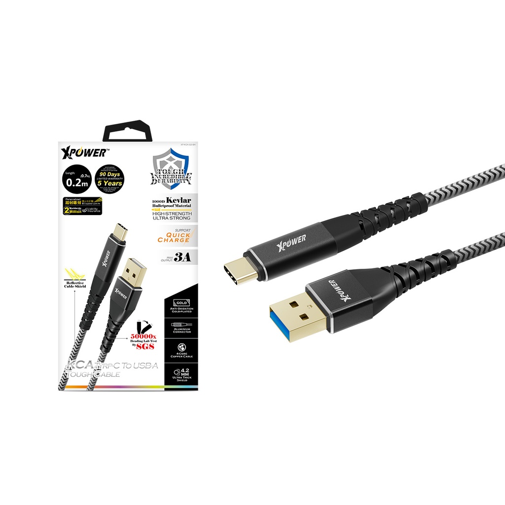 Order Xpower kca usb-a to usb-c kevlar bulletproof material sync 1.2m ...