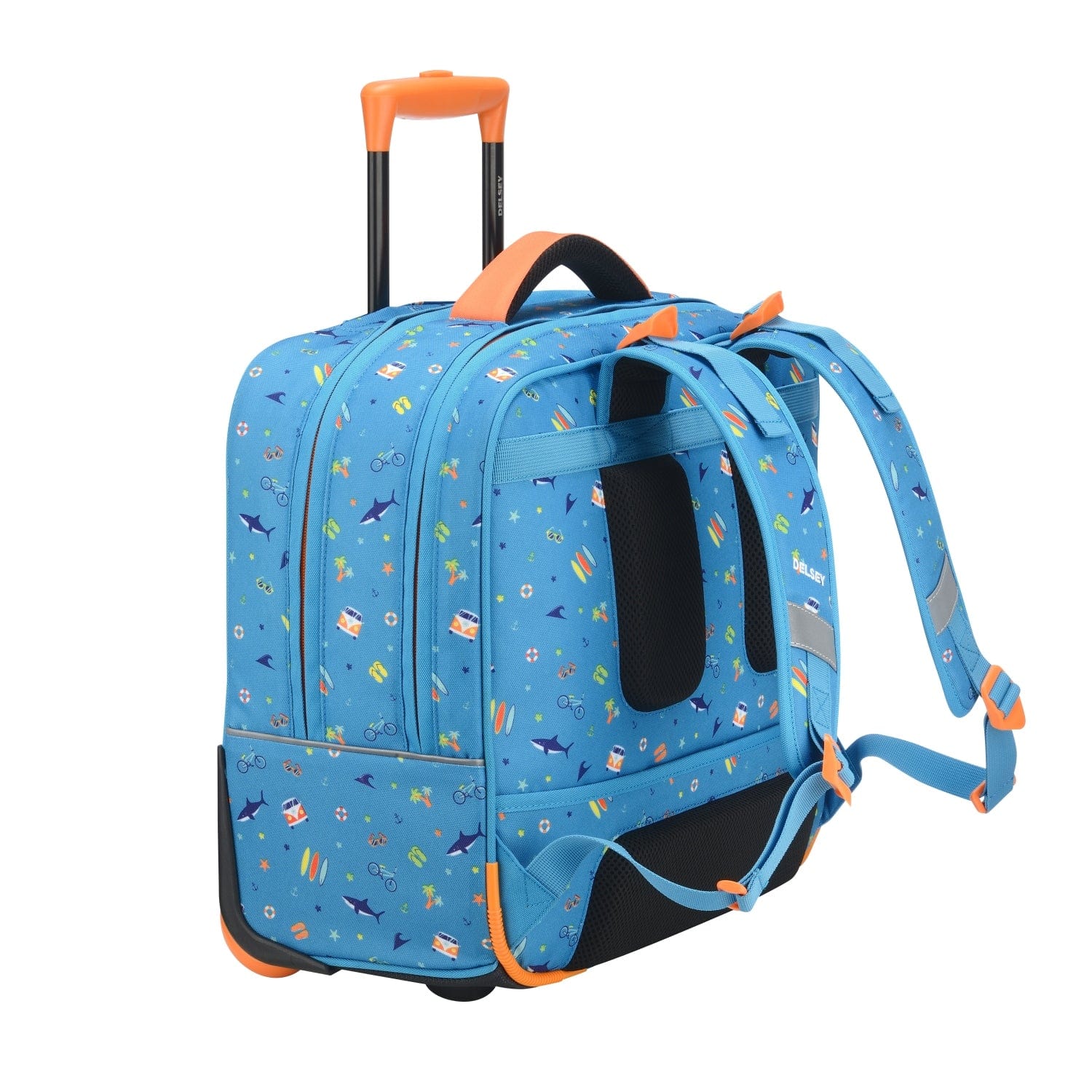 Delsey School 2017 Horizontal Wheeled Trolley Backpack Blue Surf