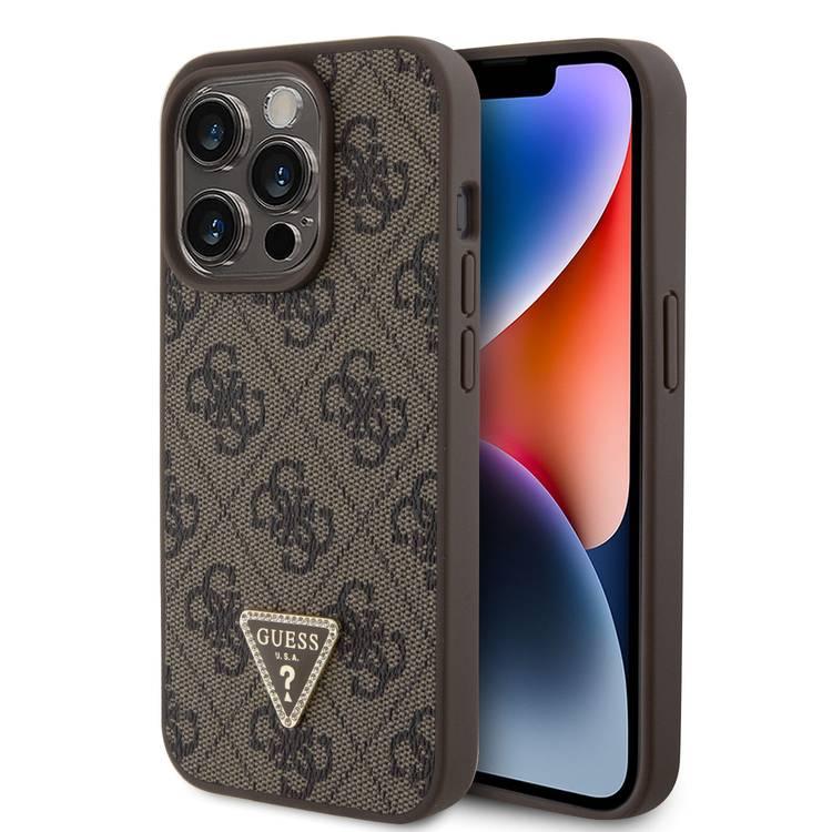 Casque Bluetooth Guess En Cuir PU Marron - Logo Triangle - Connexion 4G, Style Rétro Et Confortable