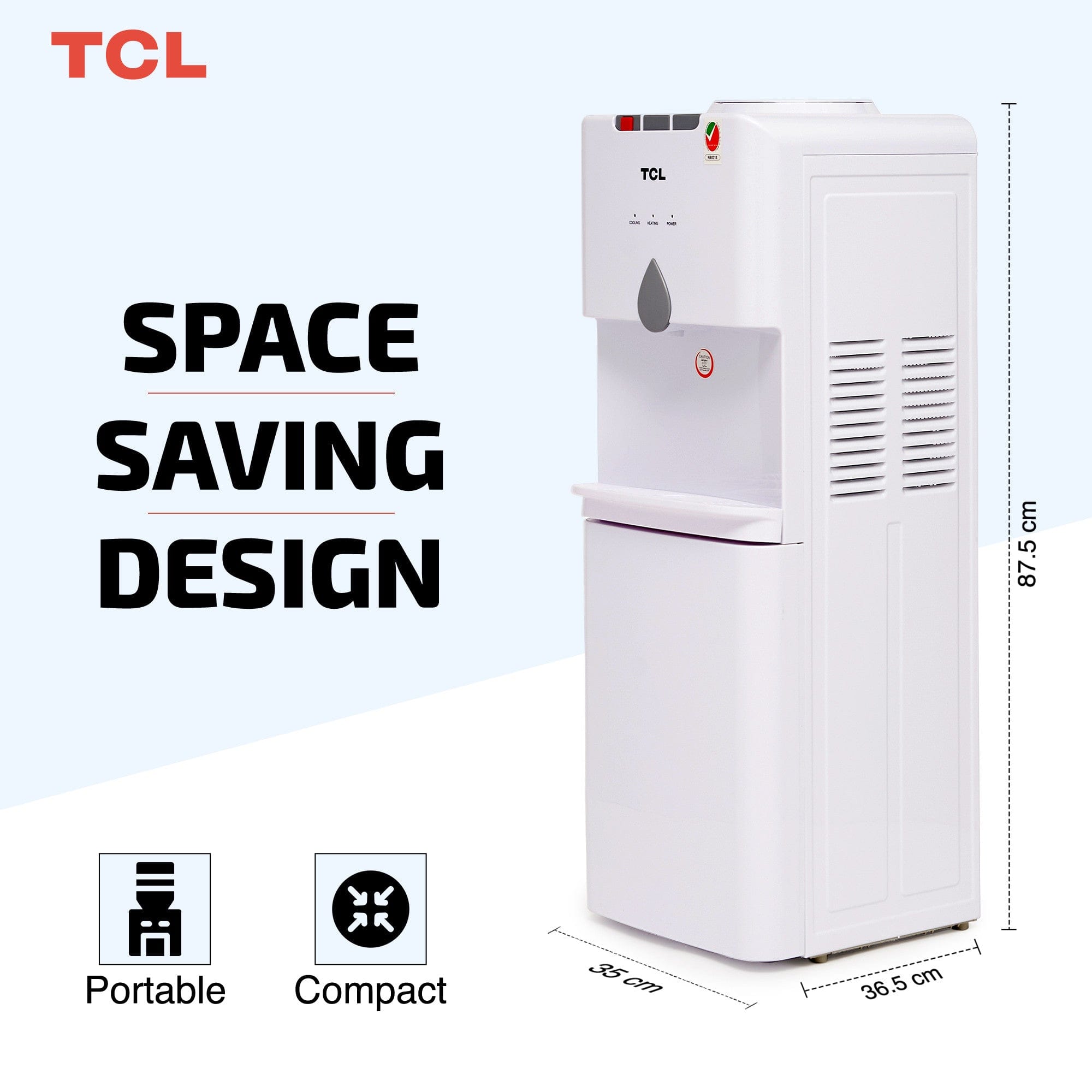 Order TCL TOP LOADING 3 TAPS WATER DISPENSER , WHITE TY-LWYR19W