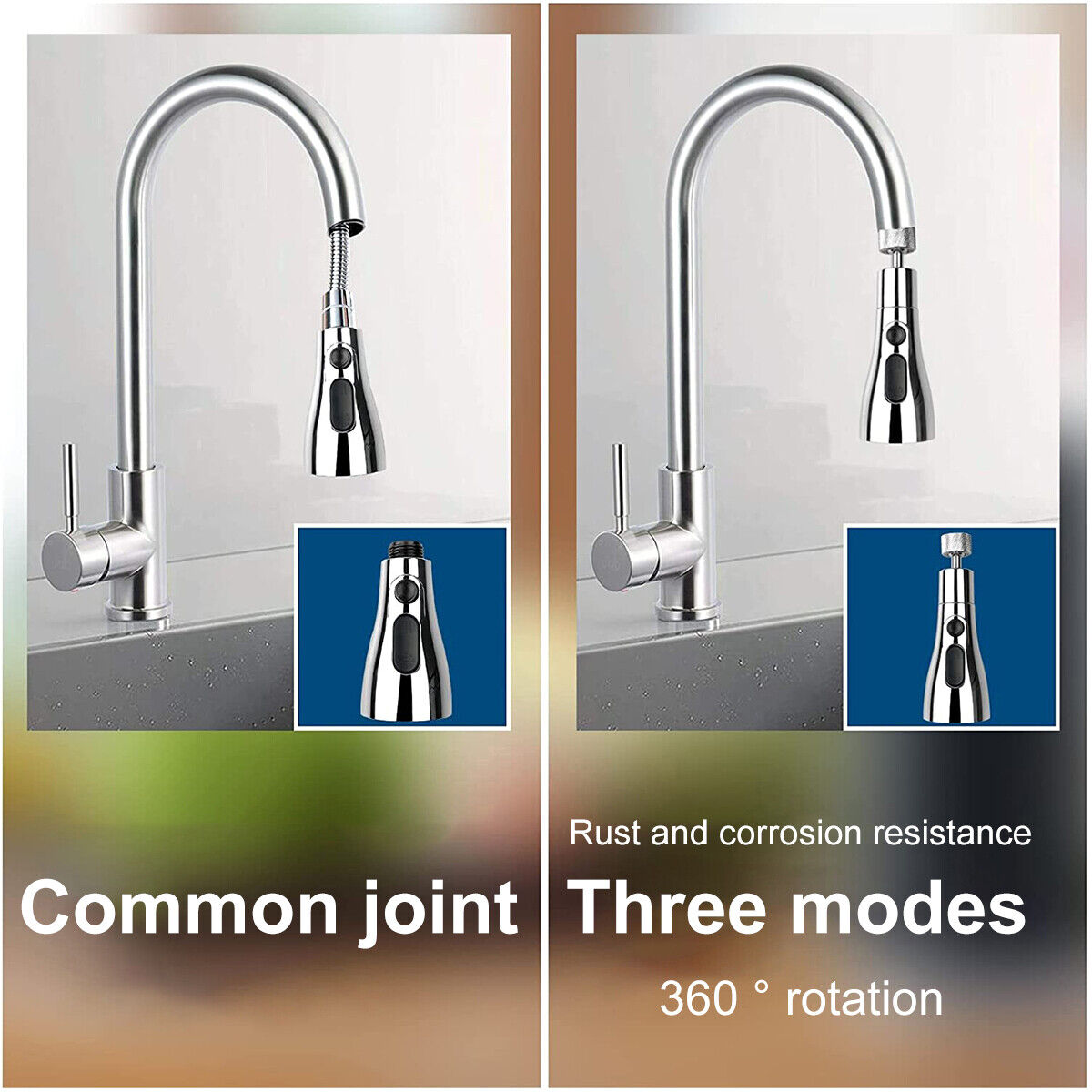 2pcs Rust-Proof Water Filter with Rotatable Joint for Kitchen and Bathroom  Faucets - Splash-Proof Design for Easy Cleaning and Long-Lasting Performanc