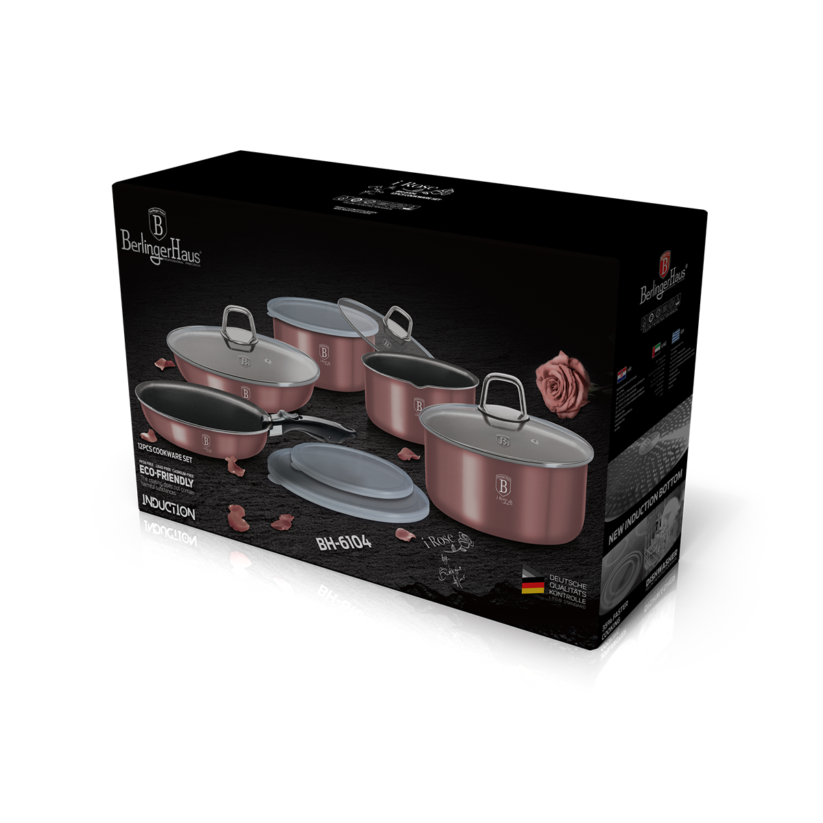 Berlinger Haus 12 Pieces Cookware Set I-Rose Collection Pink Forged ...