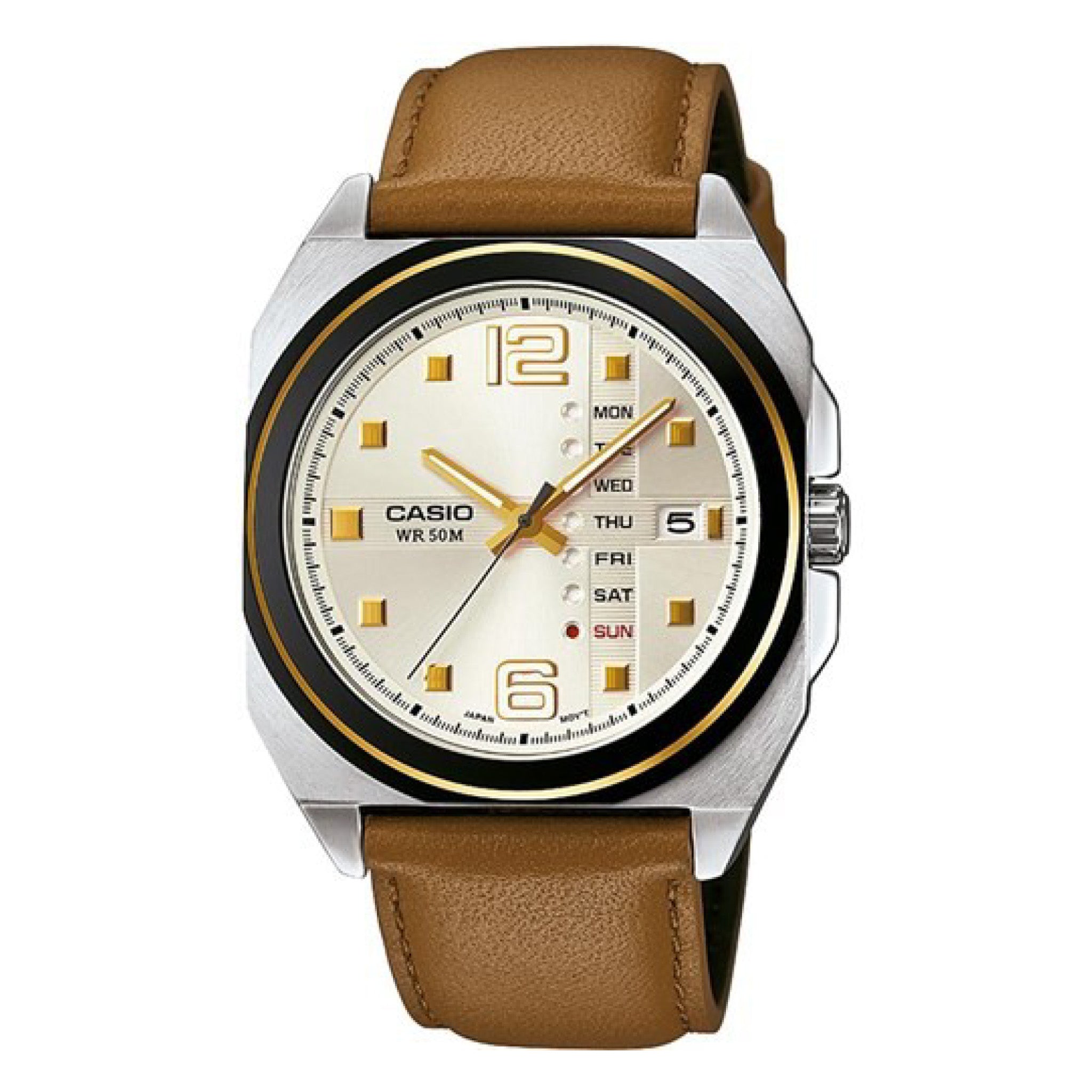 Order Casio Men's White Dial Leather Band Watch - Mtf-117bl-9avdf