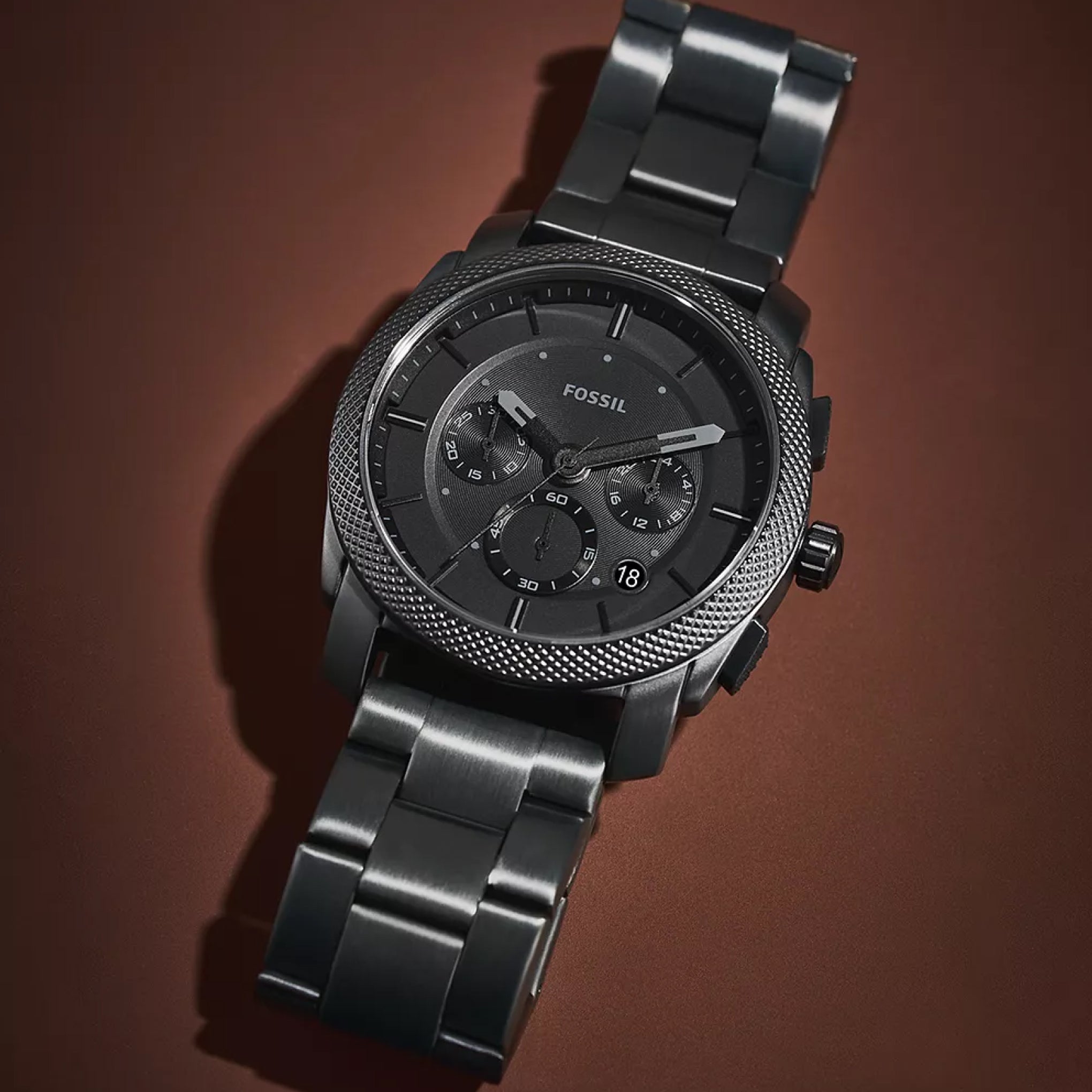 machine black stainless steel watch