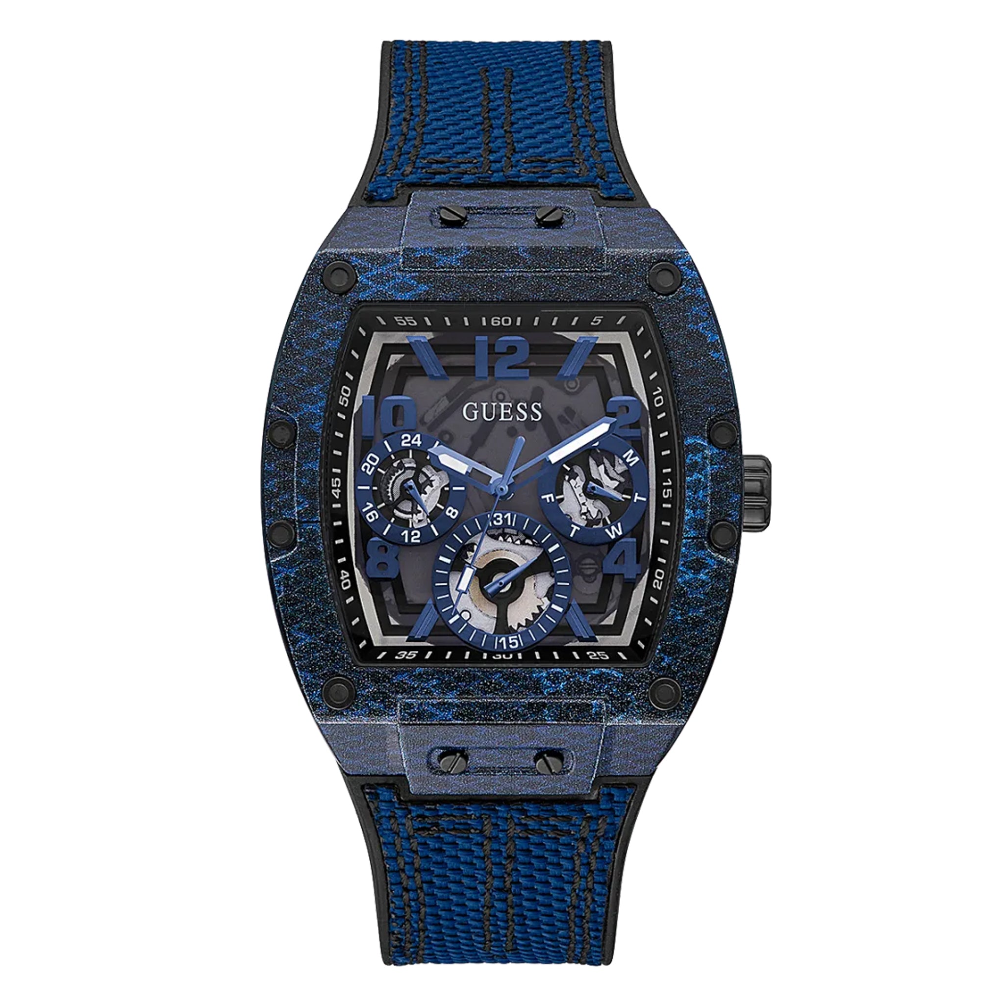 Guess Men s Blue Case Blue Nylon Silicone Watch Gw0422g1