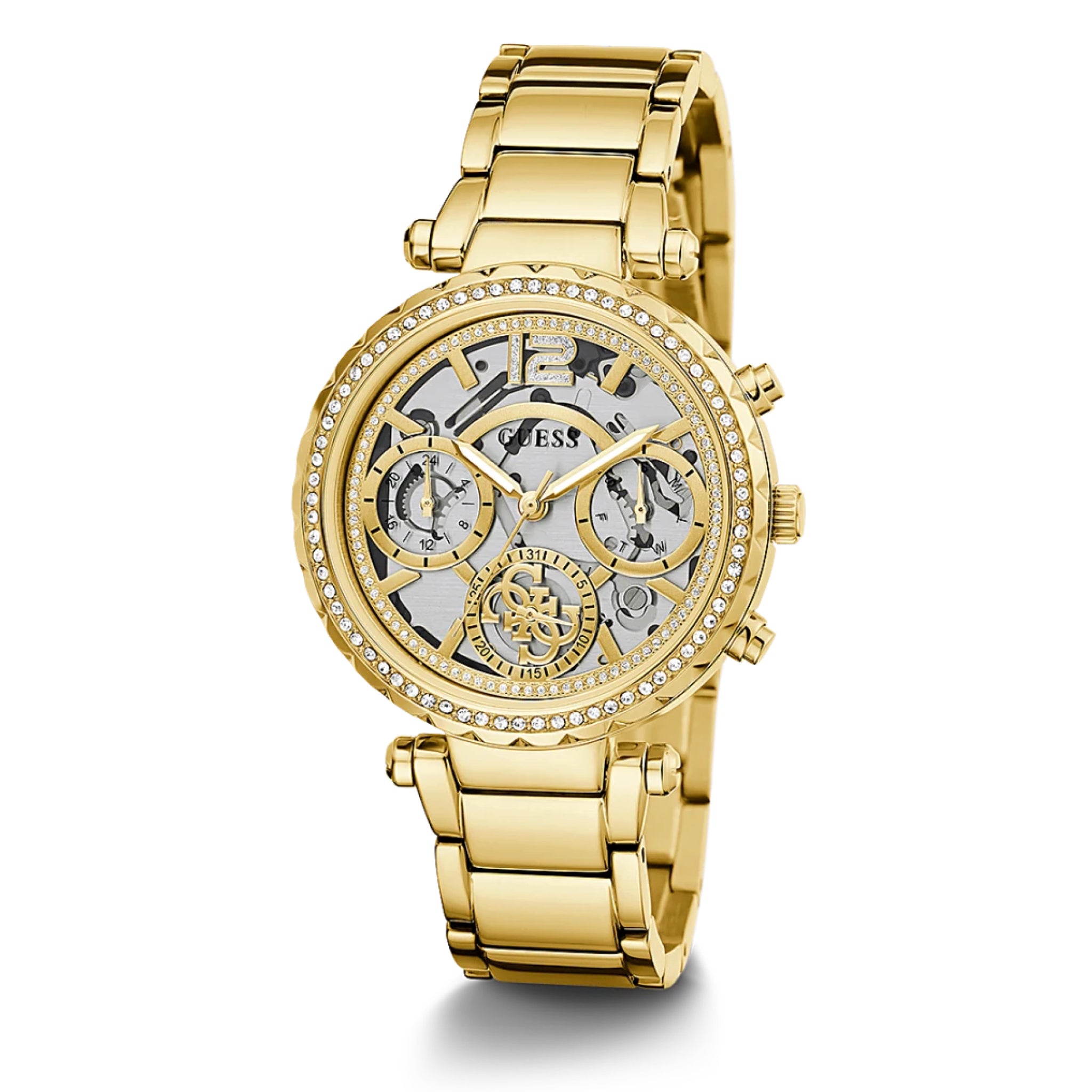 Order Guess Women Gold Tone Case Gold Tone Stainless Steel Watch