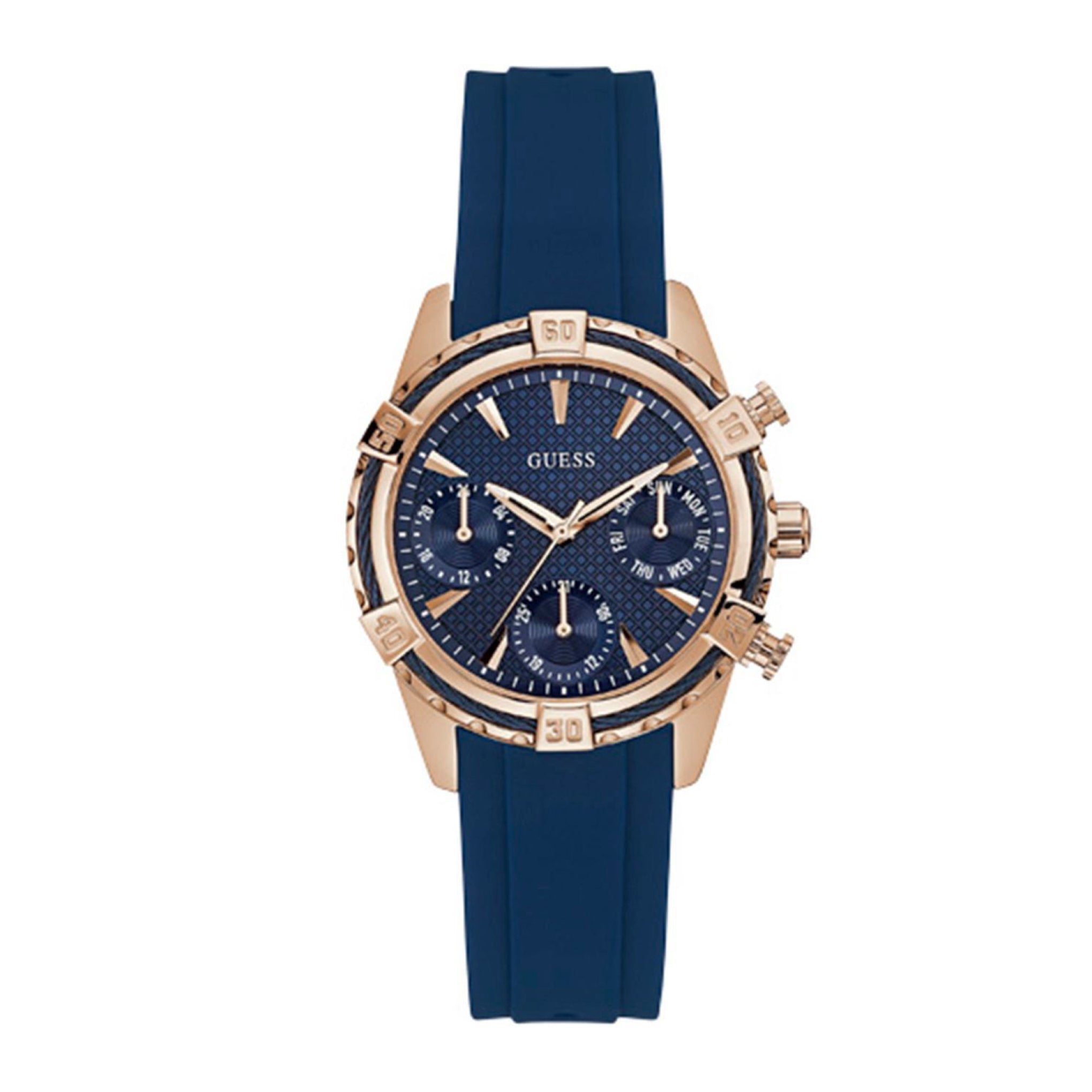 Guess Marina Chronograph Blue Dial Blue Denim Strap Watch For Women - W1057L1