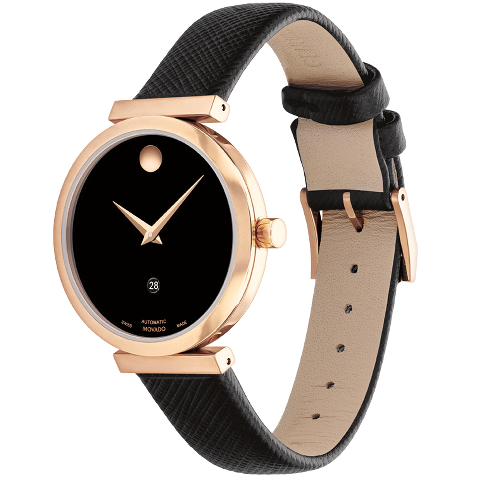 Movado Women\'s Watch 0607677 Museum Rose Gold Black Dial Swiss Automatic 32mm Movado Museum Women main image 3