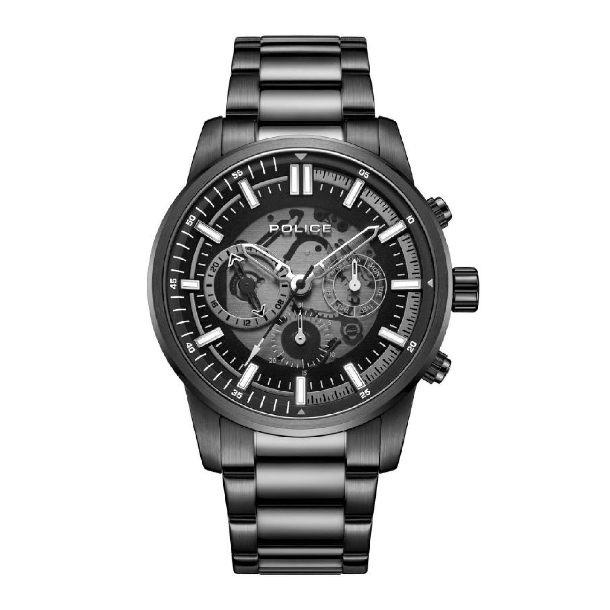 Order Police Greenlane Men's Grey Dial Black Stainless Steel