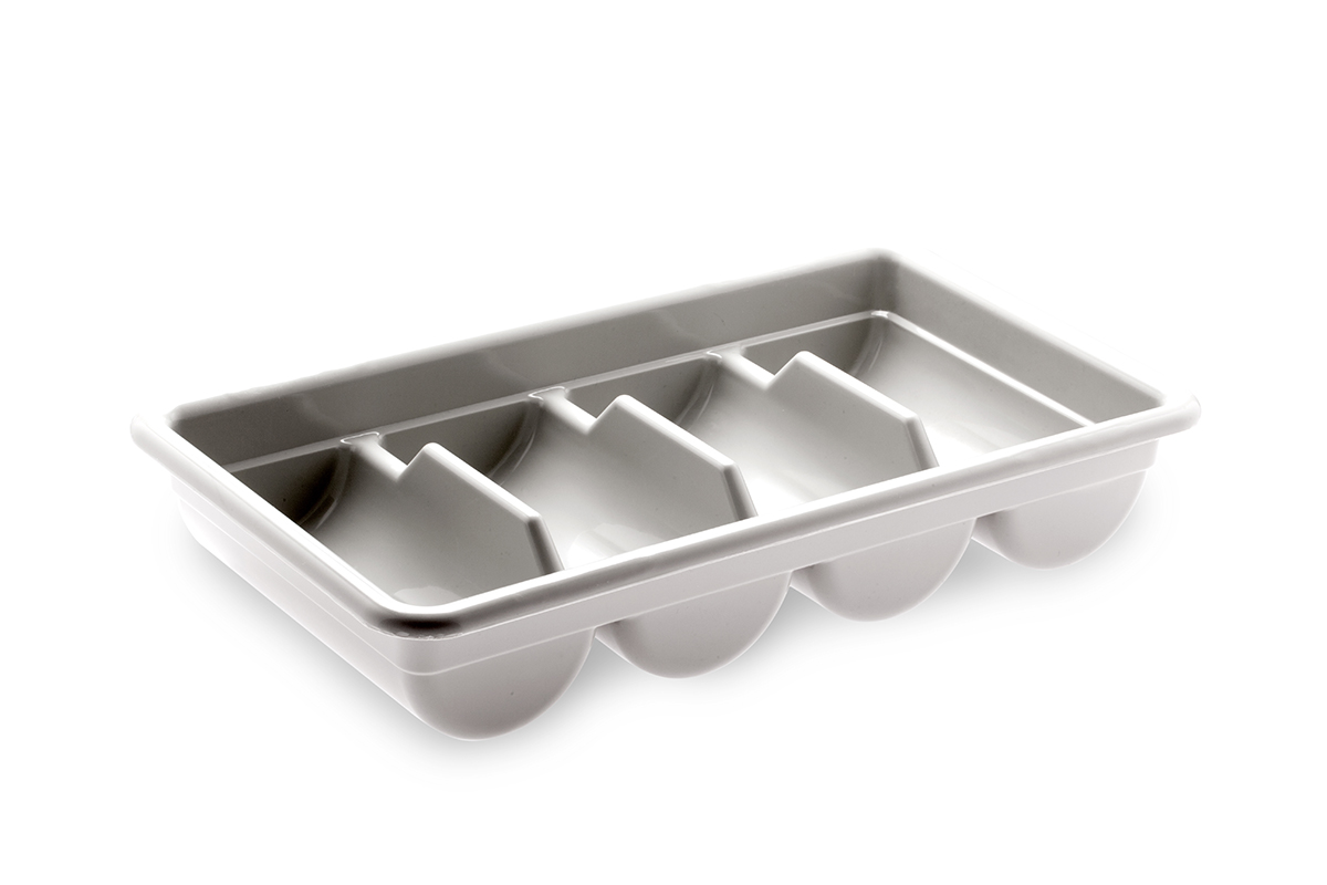 Thunder Group 4-Compartment Cutlery Box, Grey - Heavy Duty Flatware Organizer For Restaurants & Catering