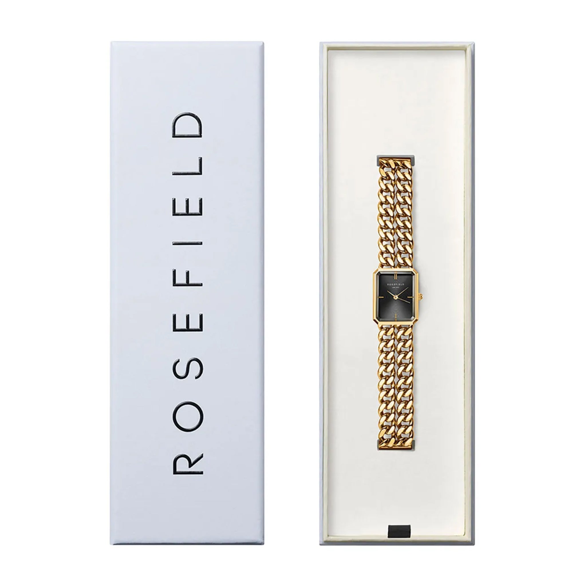 Order Rosefield Women's Studio Double Chain Black Gold Watch